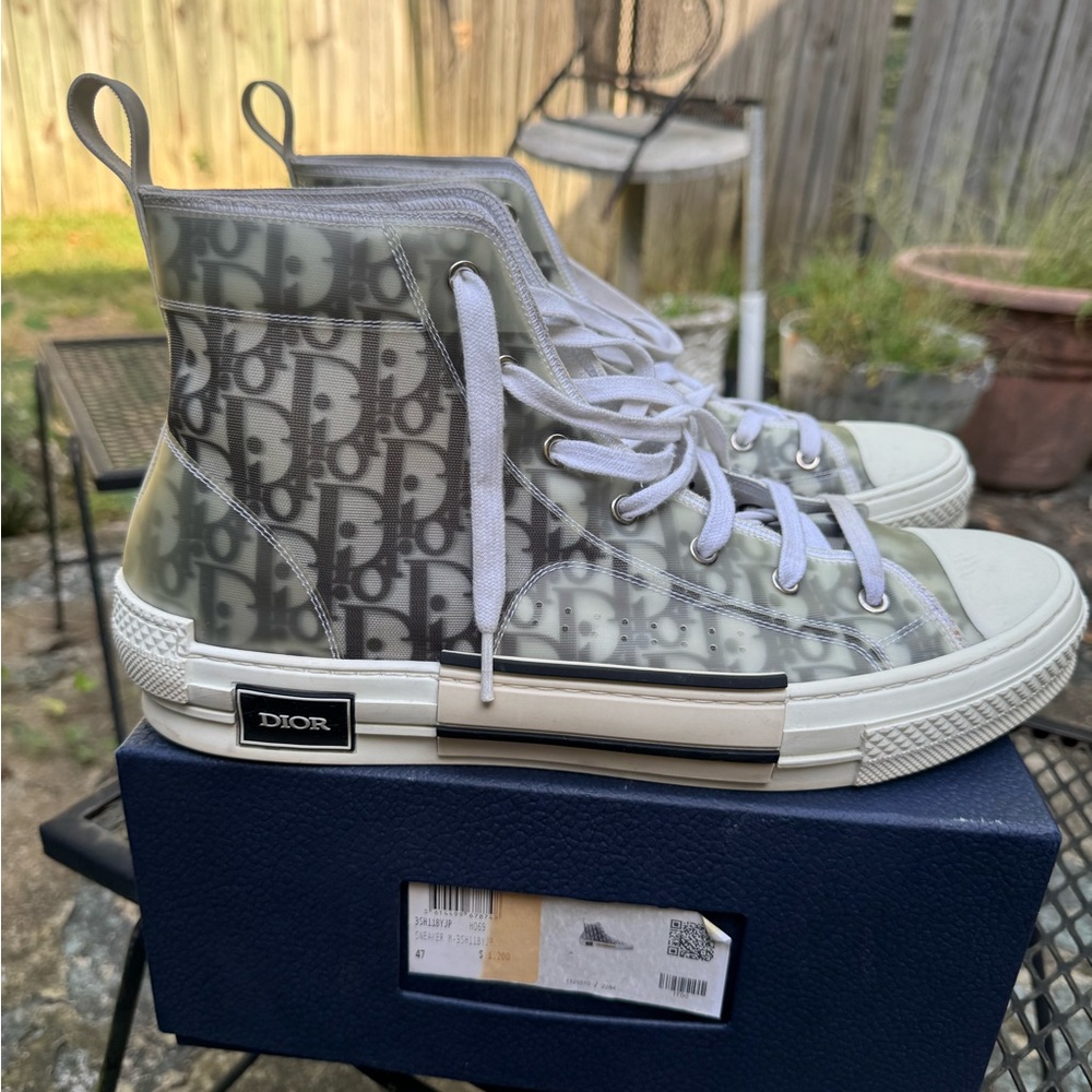 Dior Blue and White High-Top Sneakers